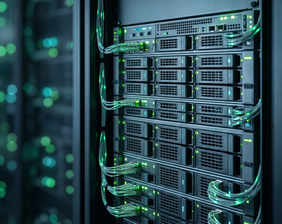 Rak server di pusat data CXM